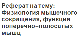 Реферат на тему: Физиология мышечного сокращения, функция поперечно–полосатых мышц