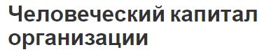 Человеческий капитал организации - понятие, методы оценки и инвестиционная составляющая