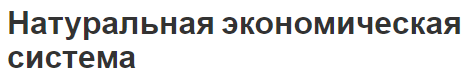 Натуральная экономическая система - концепция, сущность и соц.разделение труда