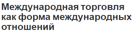 Международная торговля как форма международных отношений - концепция, определение и тенденции развития