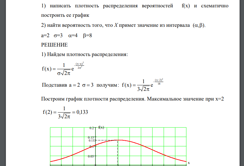 Заданы математическое ожидание a и среднее квадратическое отклонение  нормально распределенной случайной величины Х