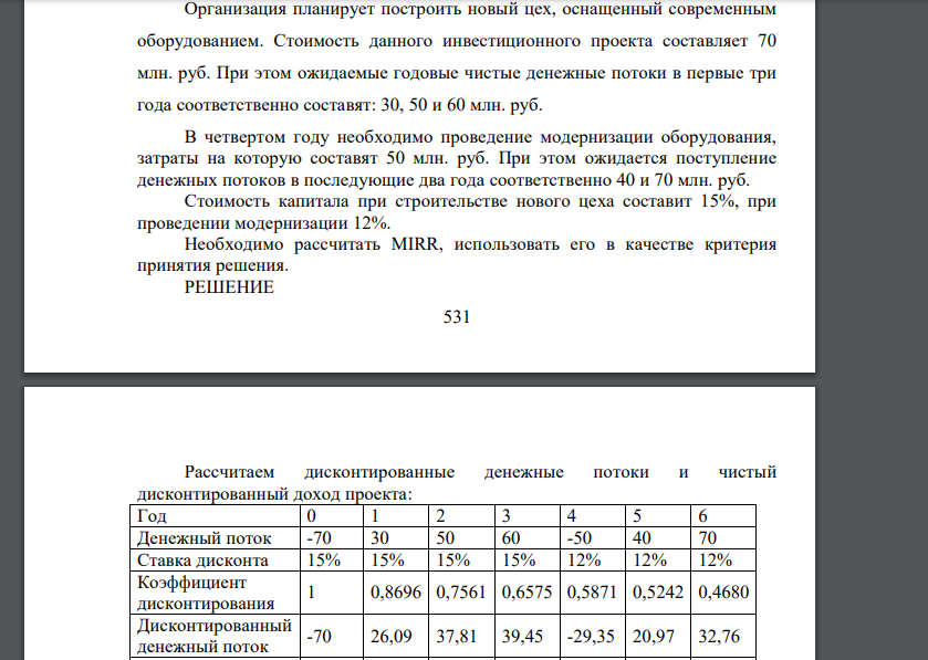 Организация планирует построить новый цех, оснащенный современным оборудованием. Стоимость данного