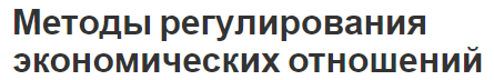 Методы регулирования экономических отношений - концепция, механизм и виды