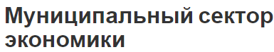 Муниципальный сектор экономики - концепция, роль, значение и структура