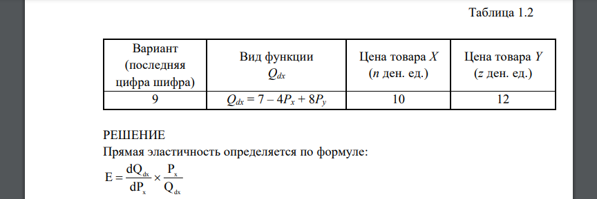 Функция спроса на товар X имеет вид: Qdx = a – Px + Py. Цена товара X равна n ден. ед., а цена товара