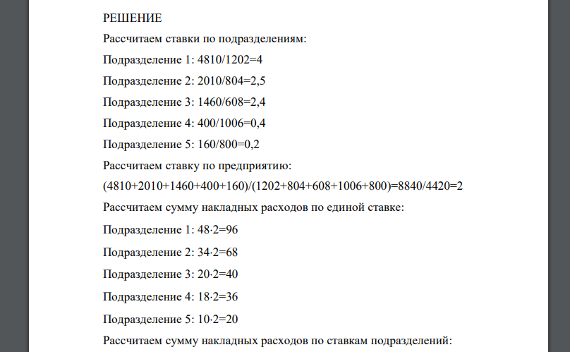 Распределить накладные расходы. 1. Накладные расходы 4810 2010 1460 400 160 2. Фактически отработанное рабочими