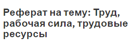 Реферат на тему: Труд, рабочая сила, трудовые ресурсы