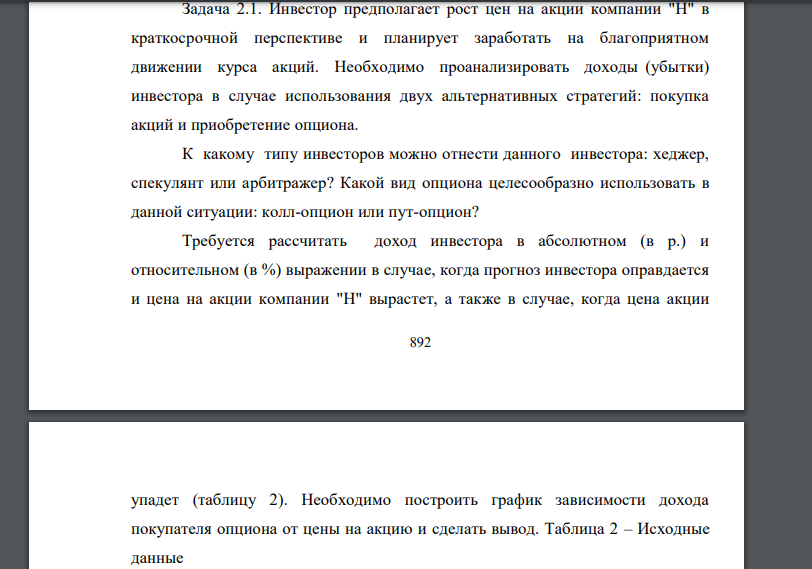 Инвестор предполагает рост цен на акции компании 