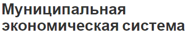 Муниципальная экономическая система - суть, концепция, характеристики и структура