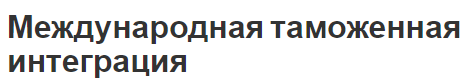 Международная таможенная интеграция - сущность, условия и концепция