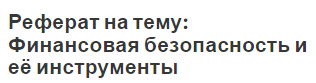 Реферат на тему: Финансовая безопасность и её инструменты