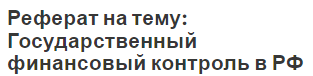 Реферат на тему: Государственный финансовый контроль в РФ