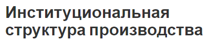 Институциональная структура производства - концепция, суть и понятия