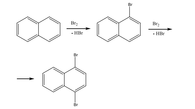 Приведите правила ориентации в нафталиновом ядре. Получите дибромпроизводное из нафталина