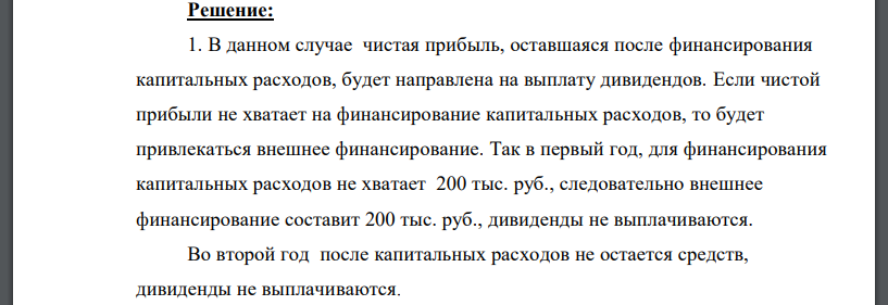 В настоящее время акционерный капитал компании состоит из одного миллиона акций, и она выплачивает дивиденды в размере