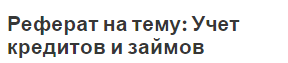 Реферат на тему: Учет кредитов и займов