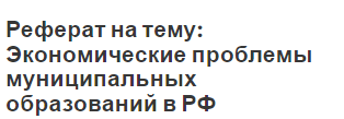 Реферат на тему: Экономические проблемы муниципальных образований в РФ