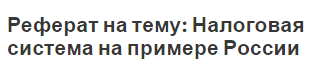 Реферат на тему: Налоговая система на примере России