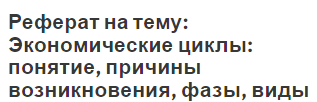 Реферат: Цикл деловой активности