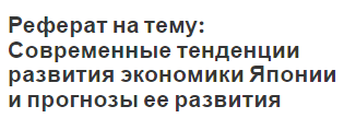 Реферат: Японская экономическая модель в послевоенные годы