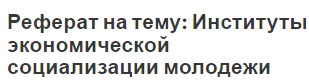 Реферат на тему: Институты экономической социализации молодежи