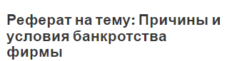 Реферат на тему: Причины и условия банкротства фирмы