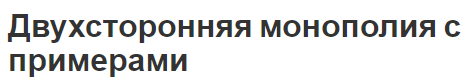 Двухсторонняя монополия с примерами - примеры и характер