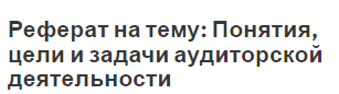 Реферат на тему: Понятия, цели и задачи аудиторской деятельности