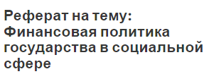 Реферат на тему: Финансовая политика государства в социальной сфере