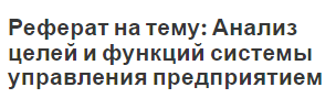 Реферат на тему: Анализ целей и функций системы управления предприятием