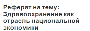 Реферат на тему: Здравоохранение как отрасль национальной экономики