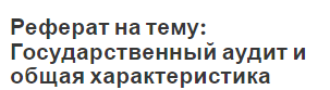 Реферат на тему: Государственный аудит и общая характеристика