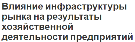 Влияние инфраструктуры рынка на результаты хозяйственной деятельности предприятий - сущность, происхождение и концепция