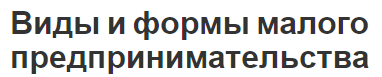 Виды и формы малого предпринимательства - концепция, роль и понятия