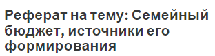 Реферат на тему: Семейный бюджет, источники его формирования