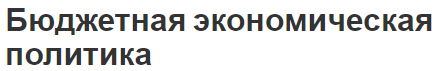 Бюджетная экономическая политика - сущность, функции, суть и развитие