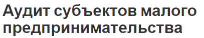 Аудит субъектов малого предпринимательства - концепция, общие положения, услуги и критерии