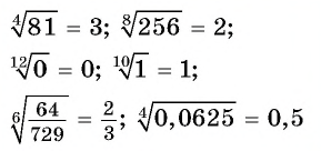 Корень n-й степени из числа и его свойства с примерами решения