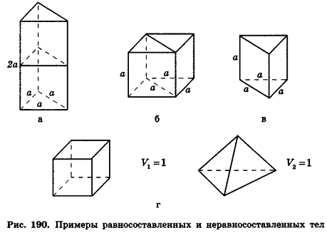 формула объема тела через площадь