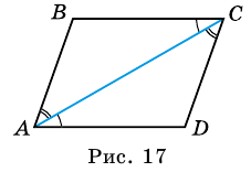 Накрест лежащие углы при параллельных прямых в параллелограмме