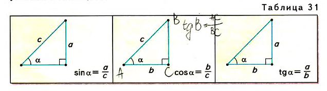 Прямоугольный треугольник в тригонометрии