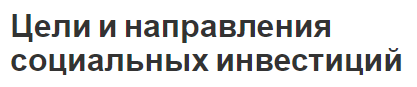 Цели и направления социальных инвестиций - эффективность и основные направления