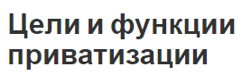 Цели и функции приватизации - концепция и суть