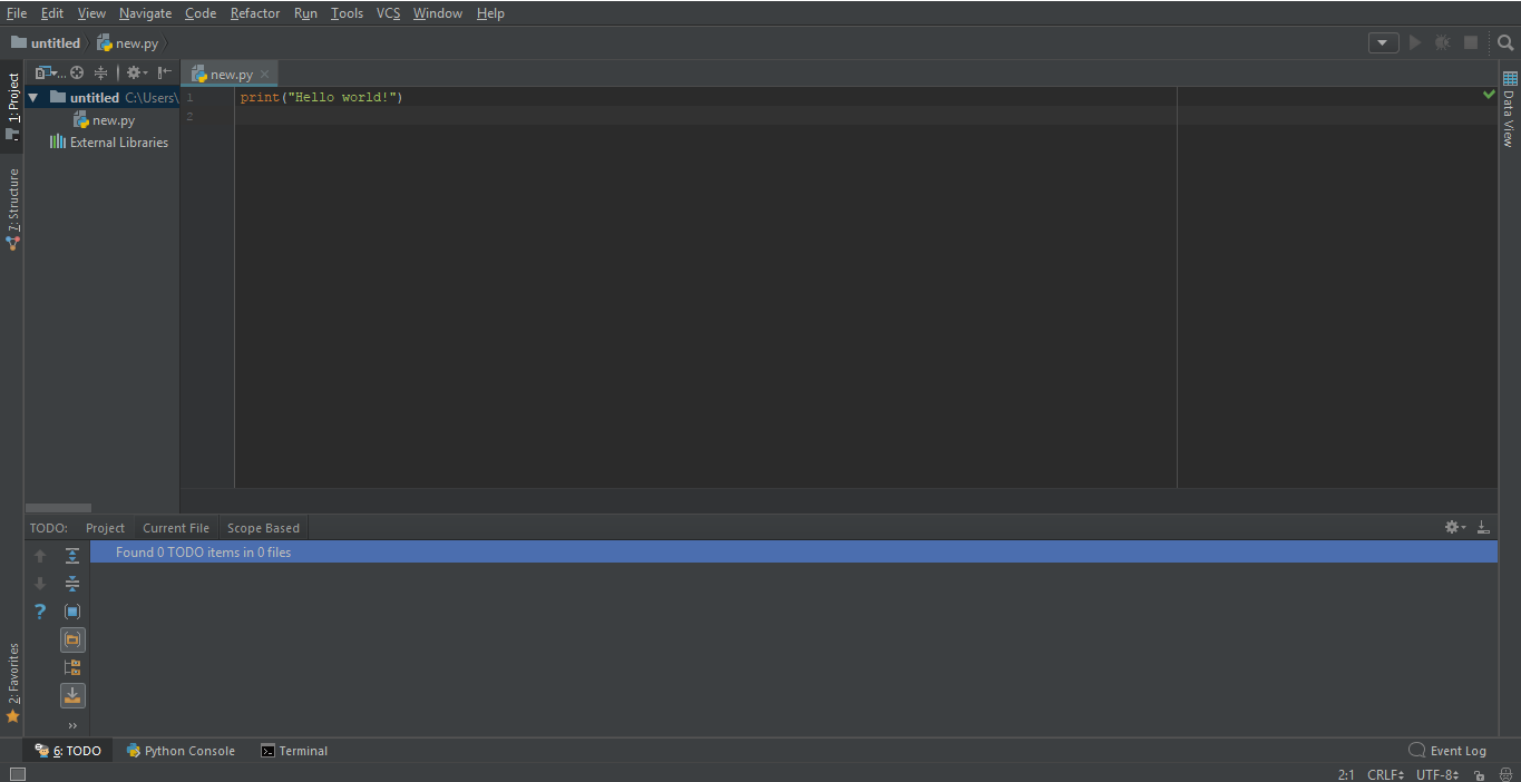 Pycharm создание проекта
