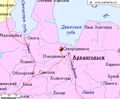 Карта окрестностей города Северодвинск от НаКарте.RU