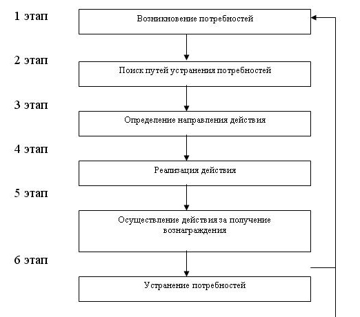 Схема мотивационного процесса включает стадий