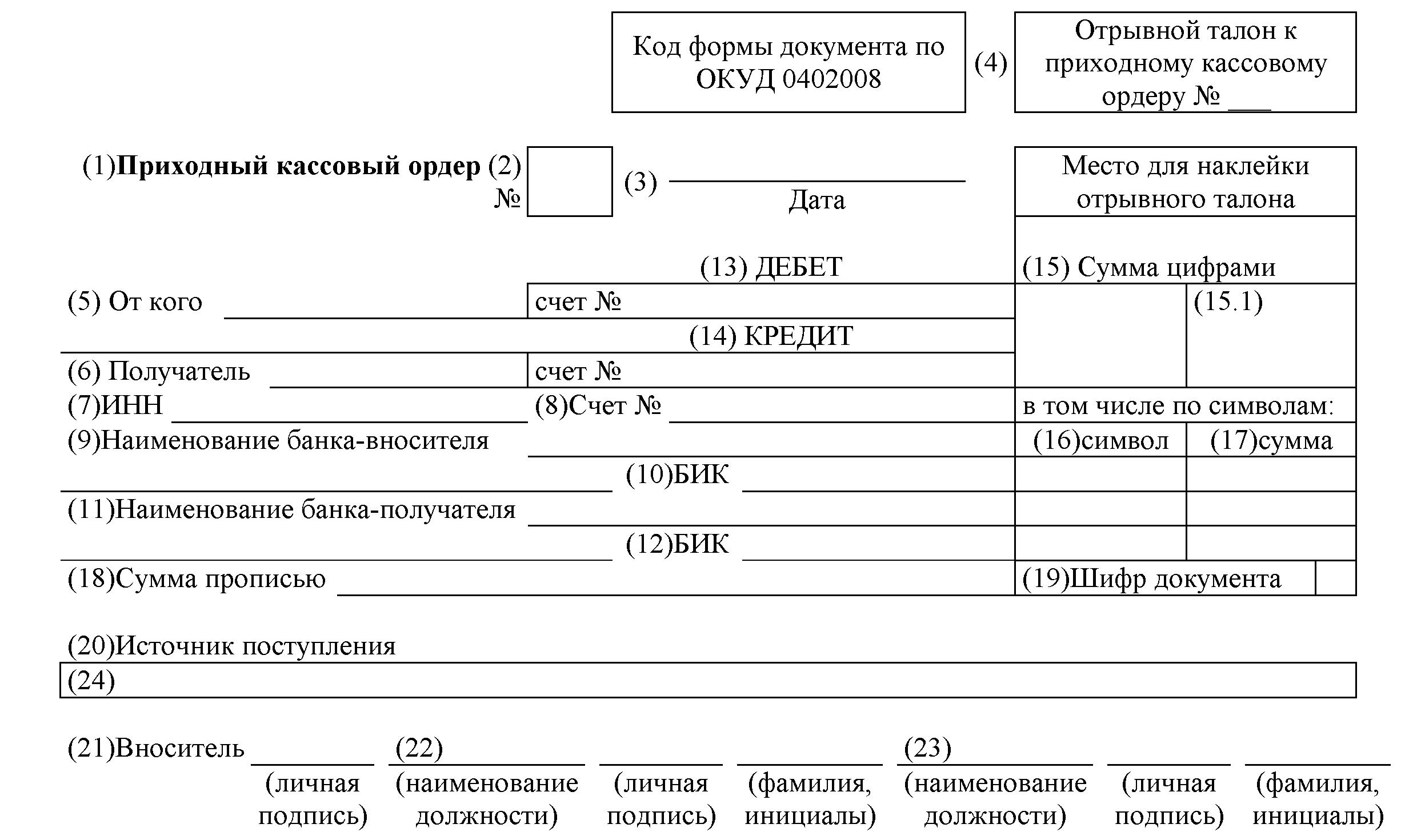 Валютный кассовый ордер заполненный образец