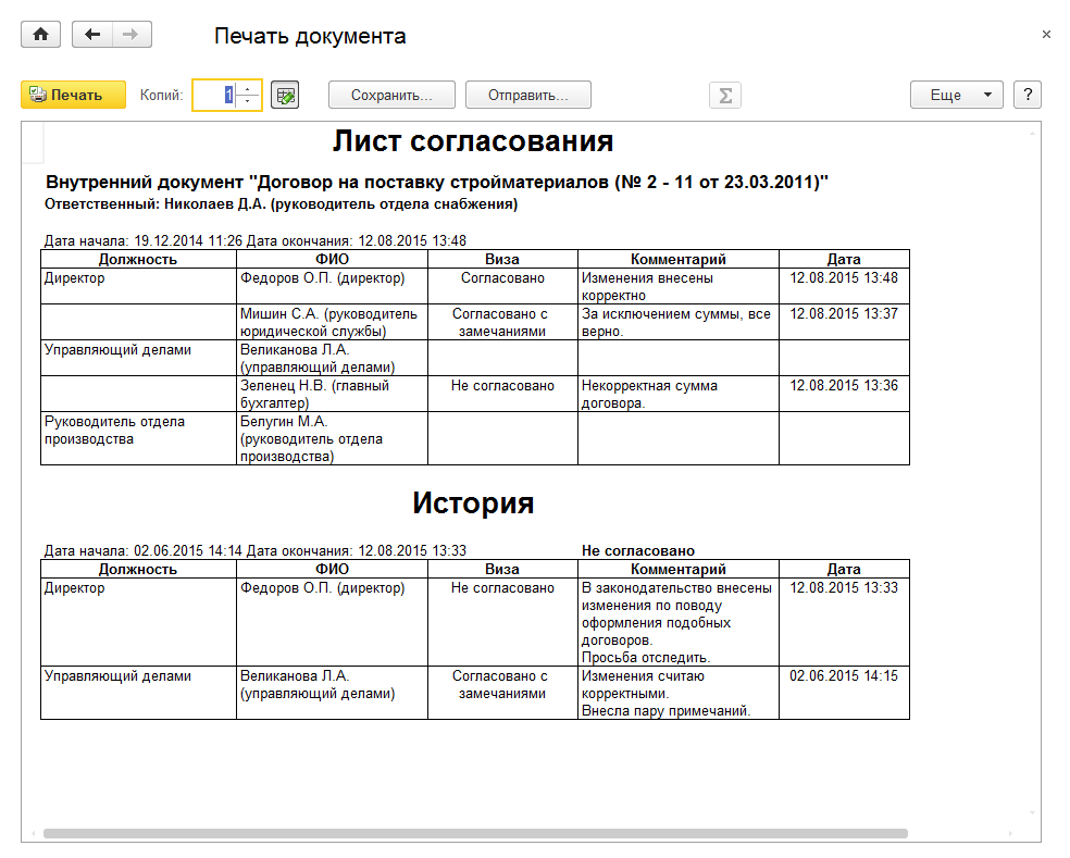 Согласование договоров аренды