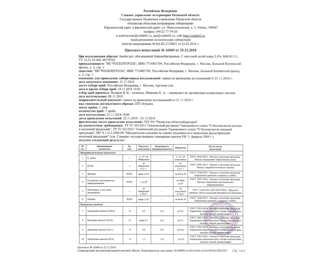 Контрольная работа по теме Оценка системы показателей качества продукции на примере йогурта