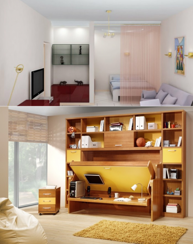 Сколько нужно мебель квартиры. Компактная мебель для маленькой комнаты. Обстановка для малогабаритной комнаты. Компактные решения для малогабаритной квартиры. Малогабаритная комната для двоих.
